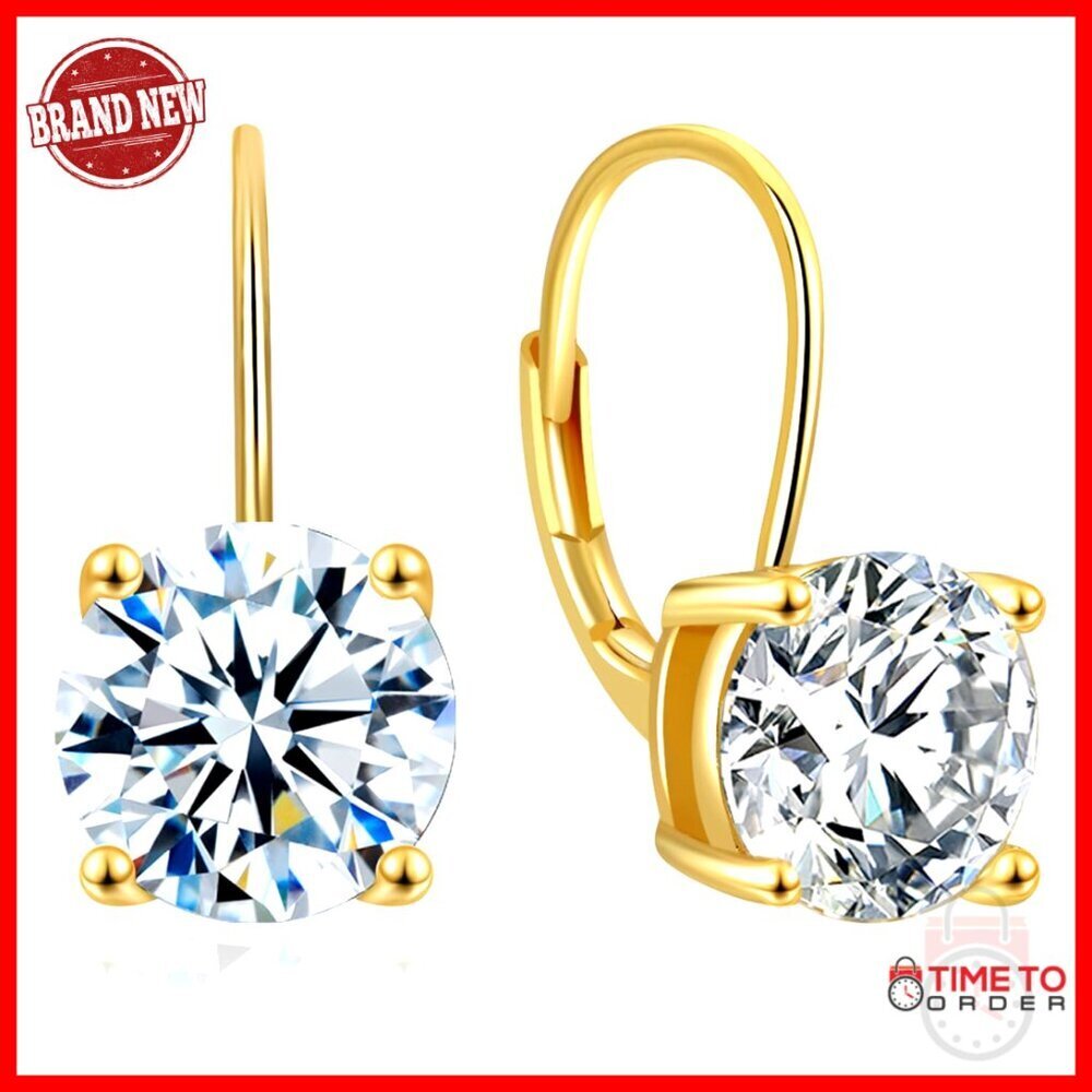2-4CT Moissanite Drop Earrings 18K White Gold Plated Sterling Silver